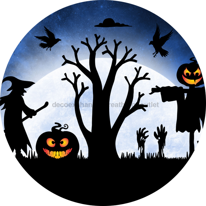 Halloween Scene Flower Center, DECOE-FC-0054, 6" metal Flower Center - DecoExchange®