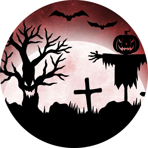 Halloween Scene Flower Center, DECOE-FC-0056, 6" metal Flower Center - DecoExchange®