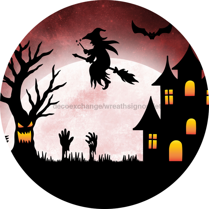 Halloween Scene Flower Center, DECOE-FC-0057, 6" metal Flower Center - DecoExchange®