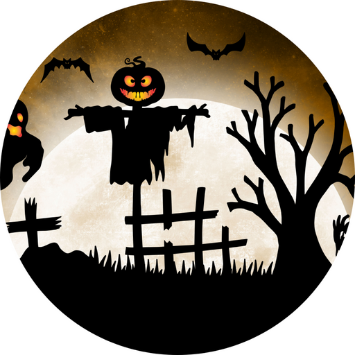 Halloween Scene Flower Center, DECOE-FC-0058, 6" metal Flower Center - DecoExchange®