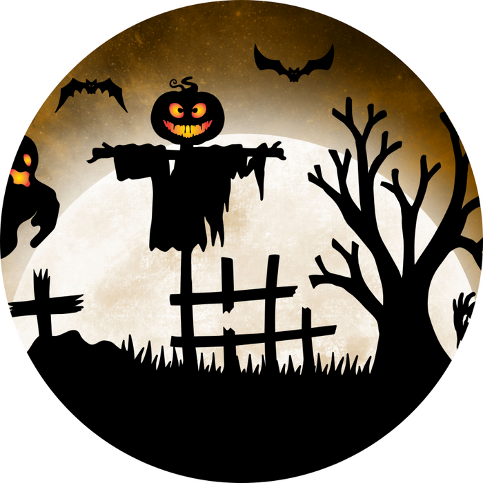 Halloween Scene Flower Center, DECOE-FC-0058, 6" metal Flower Center - DecoExchange®