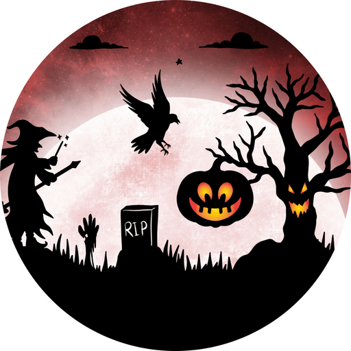 Halloween Scene Flower Center, DECOE-FC-0059, 6" metal Flower Center - DecoExchange®