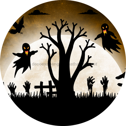 Halloween Scene Flower Center, DECOE-FC-0061, 6" metal Flower Center - DecoExchange®