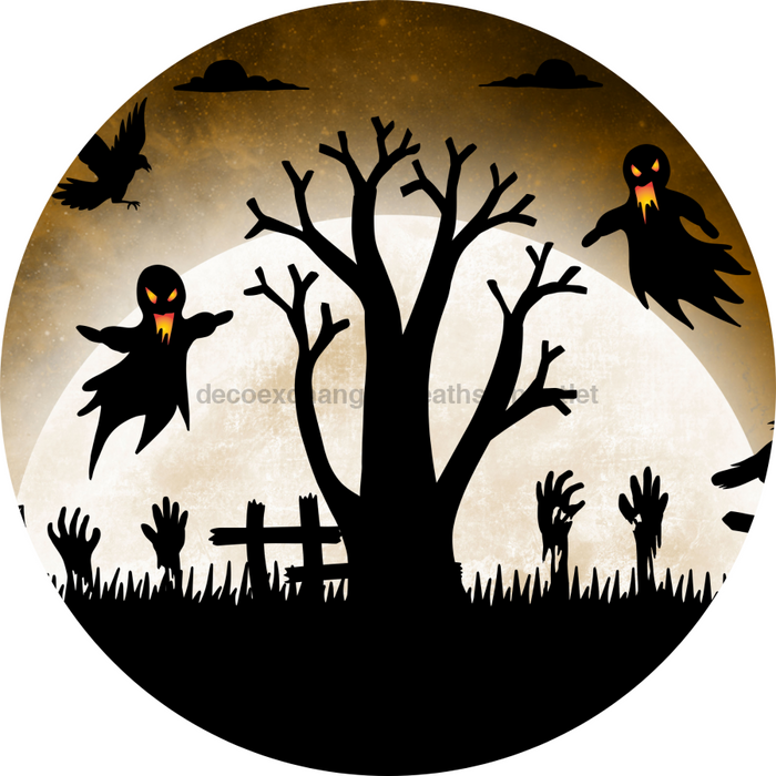 Halloween Scene Flower Center, DECOE-FC-0061, 6" metal Flower Center - DecoExchange®