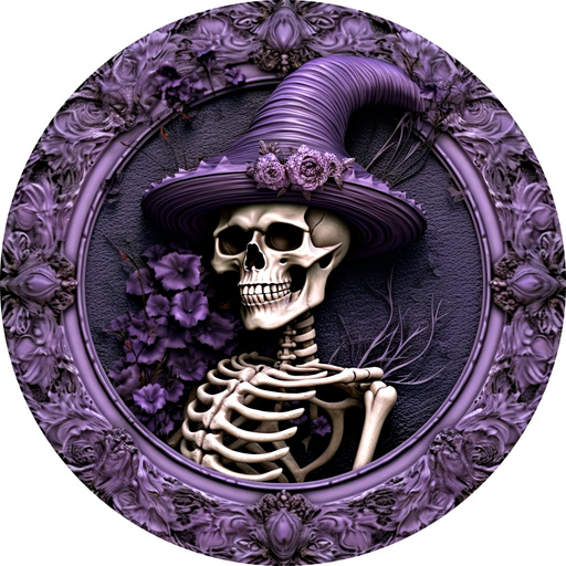 Halloween Sign 3D Skeleton Decoe-4615 Wreath 12 Metal Round