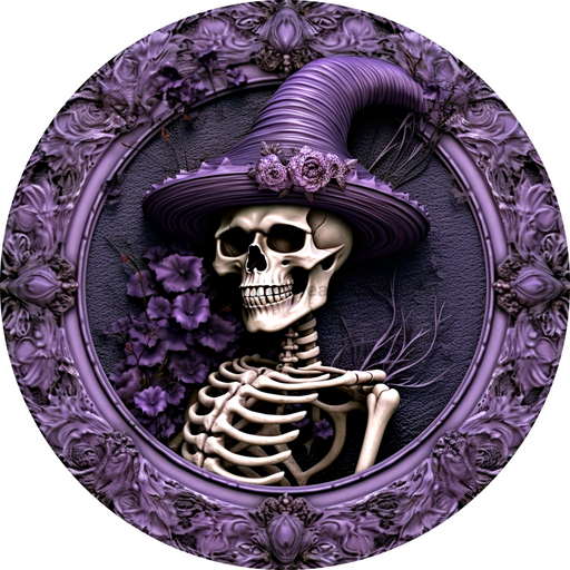 Halloween Sign 3D Skeleton Decoe-4615 Wreath 8 Metal Round