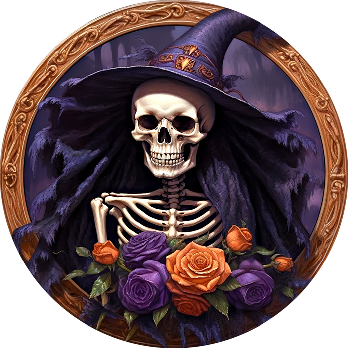 Halloween Sign 3D Skeleton Decoe-4616 Wreath 8 Metal Round