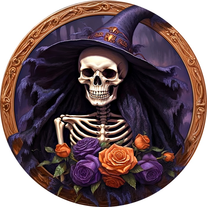 Halloween Sign 3D Skeleton Decoe-4616 Wreath 8 Metal Round