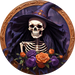 Halloween Sign 3D Skeleton Decoe-4616 Wreath 8 Metal Round