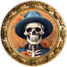 Halloween Sign, 3D Skeleton Sign, DECOE-4653, Sign For Wreath, 10" Round Metal Sign - DecoExchange®
