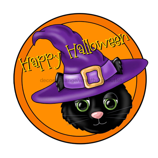 Halloween Sign, Black Cat Sign, Happy Halloween, wood sign, PCD-W-016 - DecoExchange®