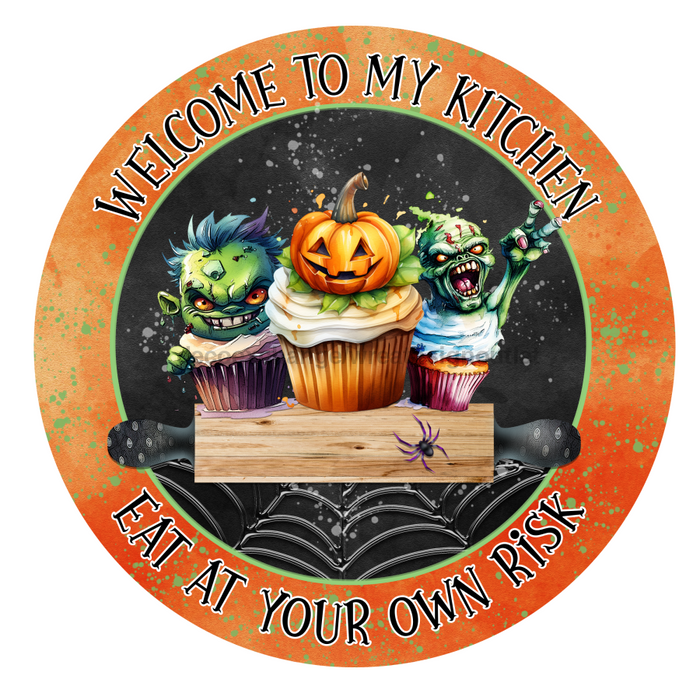 Halloween Sign Cute Decoe-4598 Door Hanger 18 Wood Round