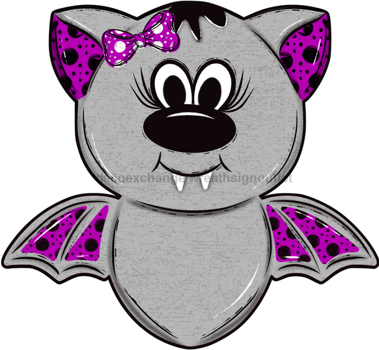 Halloween Sign, Gray Girl Bat Sign, Halloween wood sign, DECOE-W-90087, 22" Door Hanger - DecoExchange®