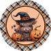 Halloween Sign Highland Cow Cute Decoe-4614 For Wreath 10 Round Metal