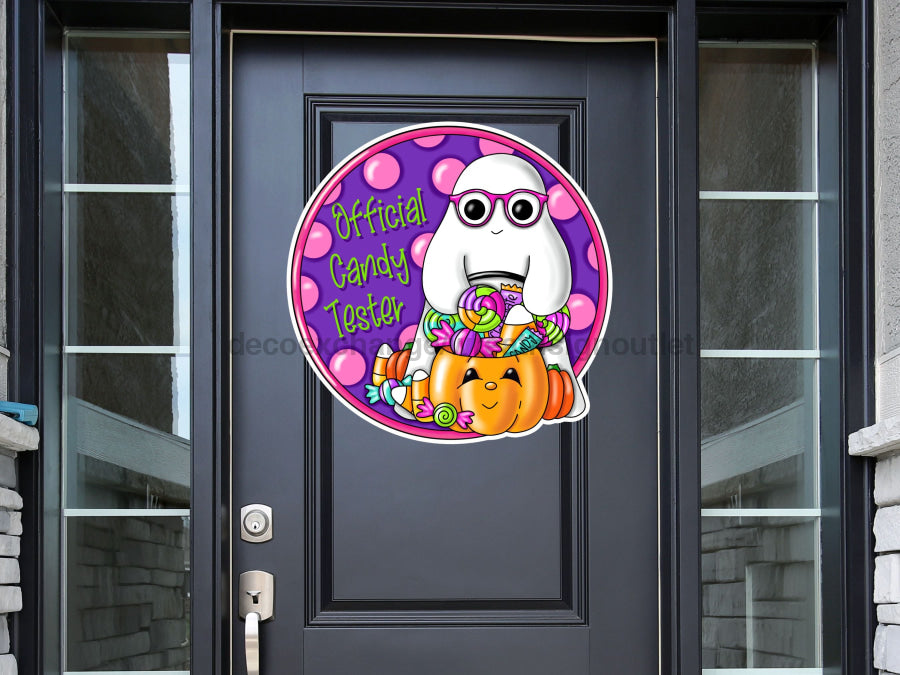 Halloween Sign, Pink Halloween, Candy Tester wood sign, PCD-W-101, 22" Door Hanger - DecoExchange®