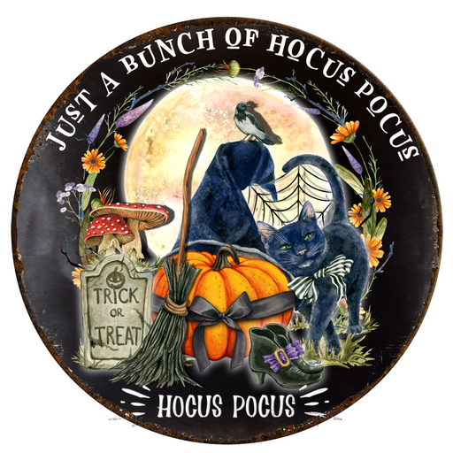 Halloween Sign Rustic Decoe-4592 For Wreath 10 Round Metal