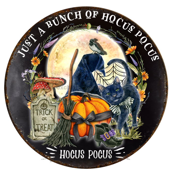 Halloween Sign Rustic Decoe-4592 Wreath 8 Metal Round