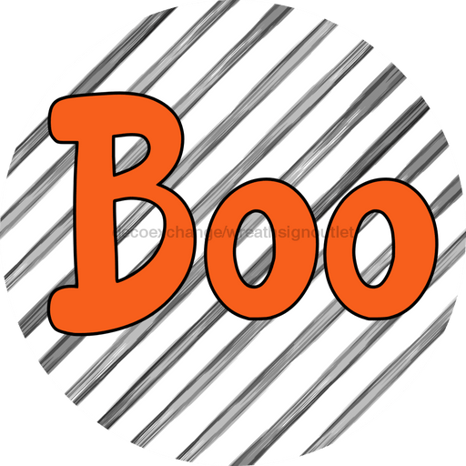 Halloween Sign Simple Boo Decoe-4495 For Wreath 10 Round Metal