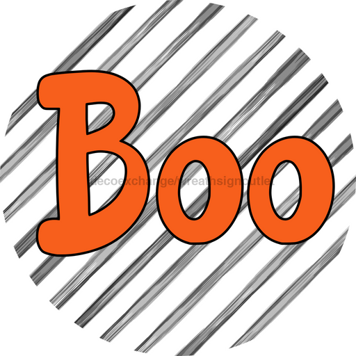 Halloween Sign Simple Boo Decoe-4495 Wreath 8 Metal Round