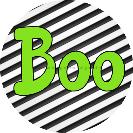 Halloween Sign Simple Boo Decoe-4496 Wreath 12 Metal Round