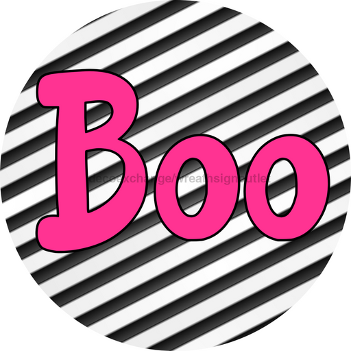 Halloween Sign Simple Boo Decoe-4497 Wreath 8 Metal Round
