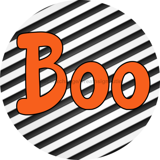 Halloween Sign Simple Boo Decoe-4499 Door Hanger 18 Wood Round