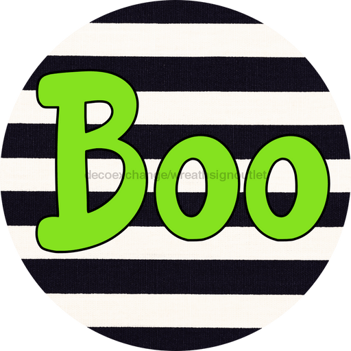 Halloween Sign Simple Boo Decoe-4500 Wreath 12 Metal Round