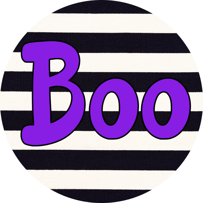 Halloween Sign Simple Boo Decoe-4501 Door Hanger 18 Wood Round
