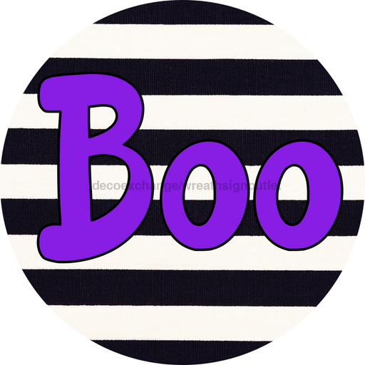 Halloween Sign Simple Boo Decoe-4501 Wreath 12 Metal Round