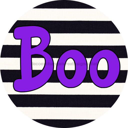 Halloween Sign Simple Boo Decoe-4501 Wreath 12 Metal Round