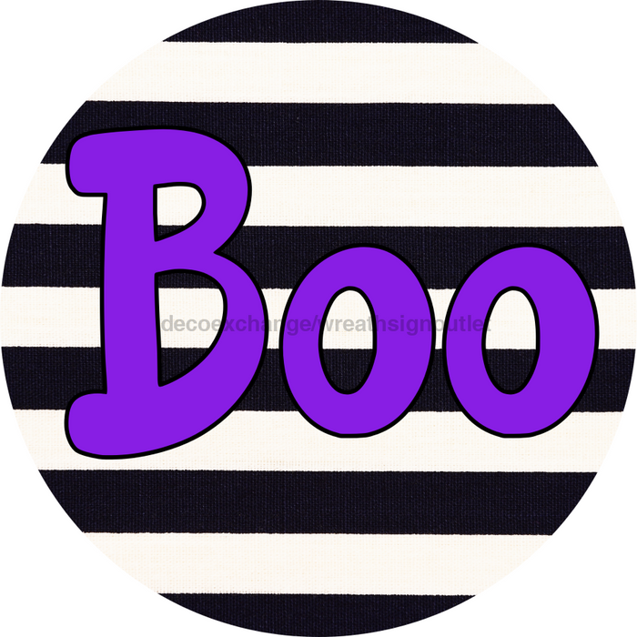 Halloween Sign Simple Boo Decoe-4501 Wreath 8 Metal Round