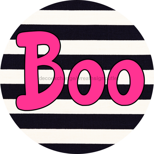 Halloween Sign Simple Boo Decoe-4502 Door Hanger 18 Wood Round