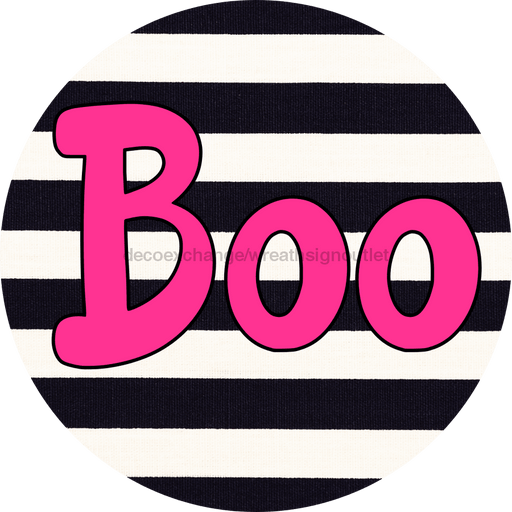 Halloween Sign Simple Boo Decoe-4502 For Wreath 10 Round Metal