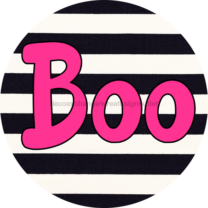 Halloween Sign Simple Boo Decoe-4502 Wreath 12 Metal Round