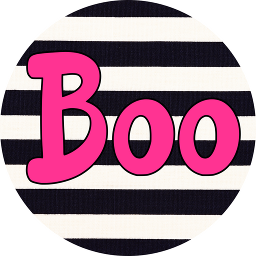Halloween Sign Simple Boo Decoe-4502 Wreath 8 Metal Round