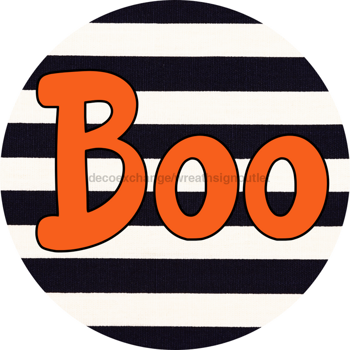 Halloween Sign Simple Boo Decoe-4503 Door Hanger 18 Wood Round