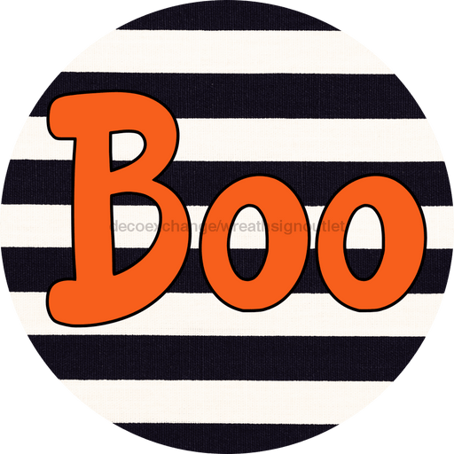 Halloween Sign Simple Boo Decoe-4503 Wreath 12 Metal Round