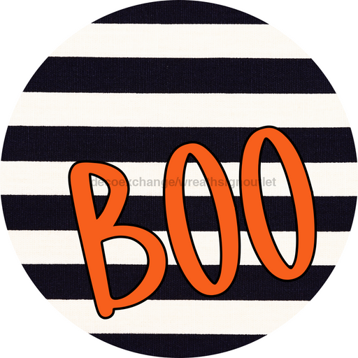 Halloween Sign Simple Boo Decoe-4504 Wreath 12 Metal Round