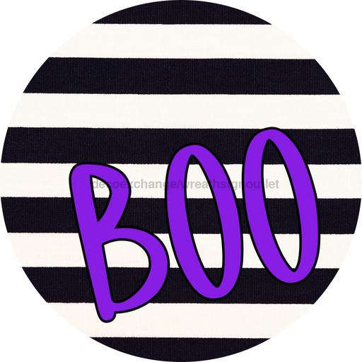 Halloween Sign Simple Boo Decoe-4505 Wreath 12 Metal Round