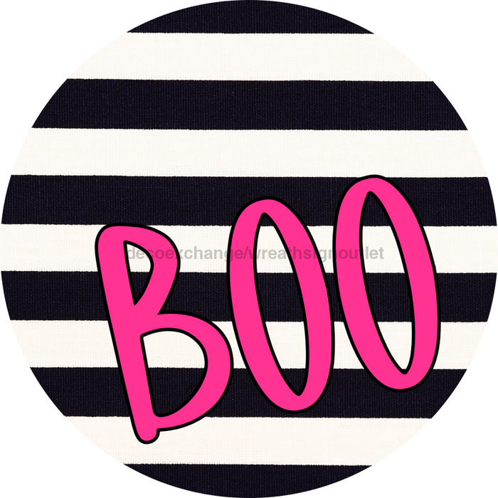 Halloween Sign Simple Boo Decoe-4507 Wreath 8 Metal Round