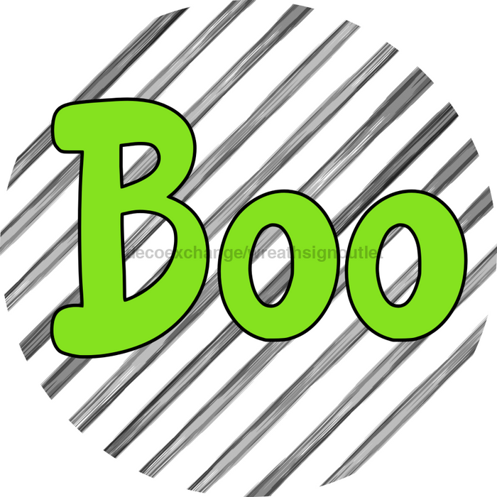 Halloween Sign Simple Boo Decoe-4508 Wreath 8 Metal Round