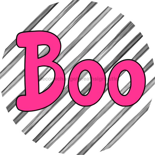 Halloween Sign Simple Boo Decoe-4509 Wreath 8 Metal Round