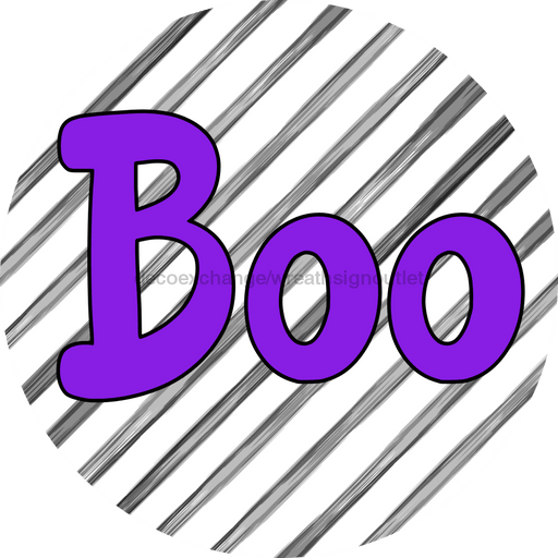 Halloween Sign Simple Boo Decoe-4510 Wreath 12 Metal Round