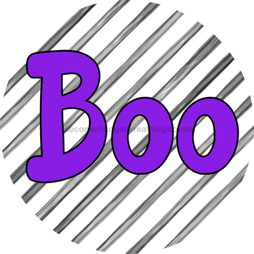 Halloween Sign Simple Boo Decoe-4510 Wreath 8 Metal Round