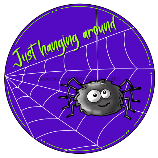 Halloween Sign Spider Wood Sign Pcd-052-Dh 18 Door Hanger Wood Round