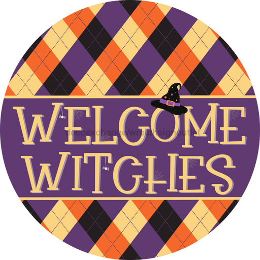 Halloween Sign, Welcome Sign, DCO-00556, Sign For Wreath, 10" Round Metal Sign - DecoExchange®