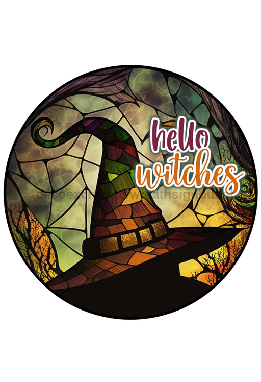 Halloween Sign Witch Decoe-4574 For Wreath 10 Round Metal