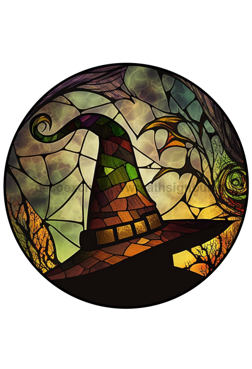 Halloween Sign Witch Decoe-4575 Wreath 12 Metal Round
