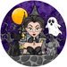 Halloween Sign Witch Decoe-4665 For Wreath 10 Round Metal