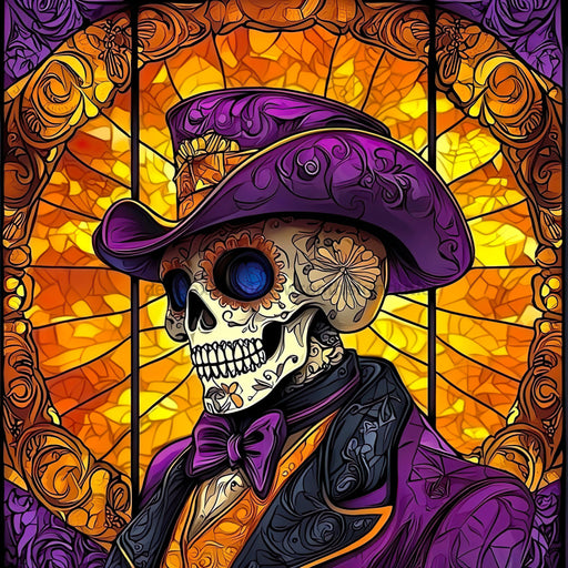 Halloween Skull Sign, DCO-102388, Sign For Wreath, 10x10in Metal Sign